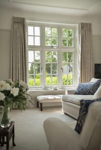 White uPVC casement window frame close up